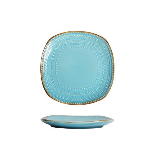 Roomcytle 4 Piece Porcelain Tableware Set Square Plates Salad Bowl Mug