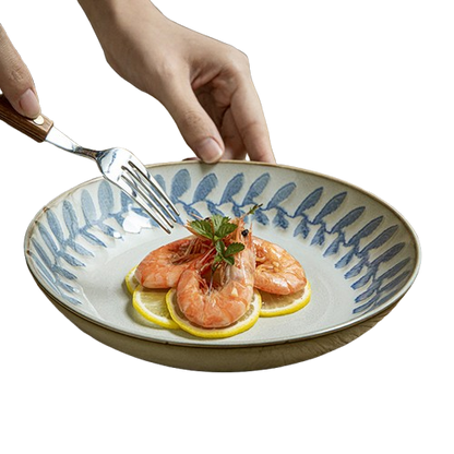 Roomcytle Ceramic Deep Plate – 8-Inch Hand-Painted Tableware