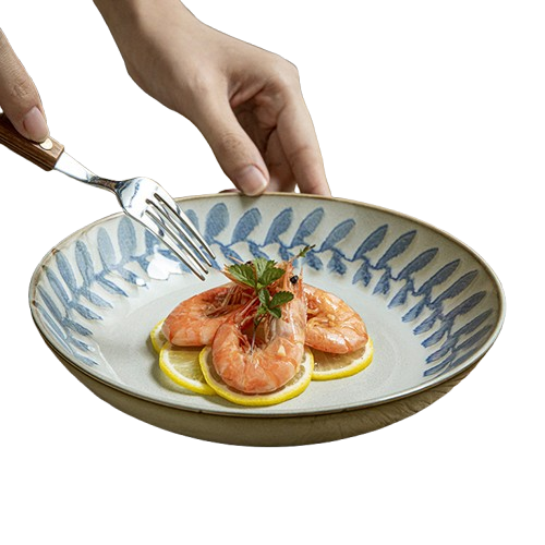 Roomcytle Ceramic Deep Plate – 8-Inch Hand-Painted Tableware