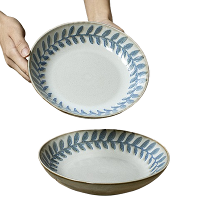 Roomcytle Ceramic Deep Plate – 8-Inch Hand-Painted Tableware